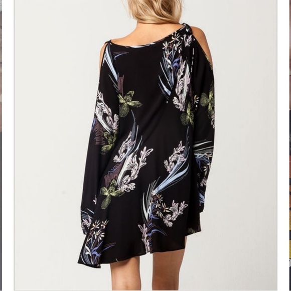 Free People Clear Skies Black and White Asymmetrical Bell Sleeve Dress - Picture 5 of 8